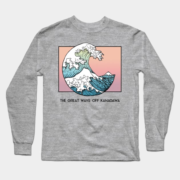 The Great Wave off Kanagawa // Aesthetic Art Design Long Sleeve T-Shirt by DankFutura